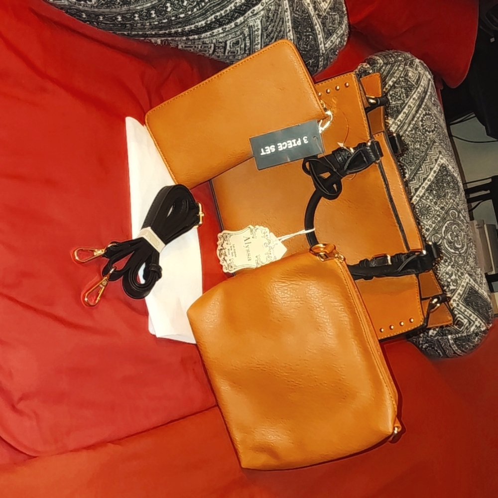 Alyssa 3 pcs set brown & black crossbody  bag